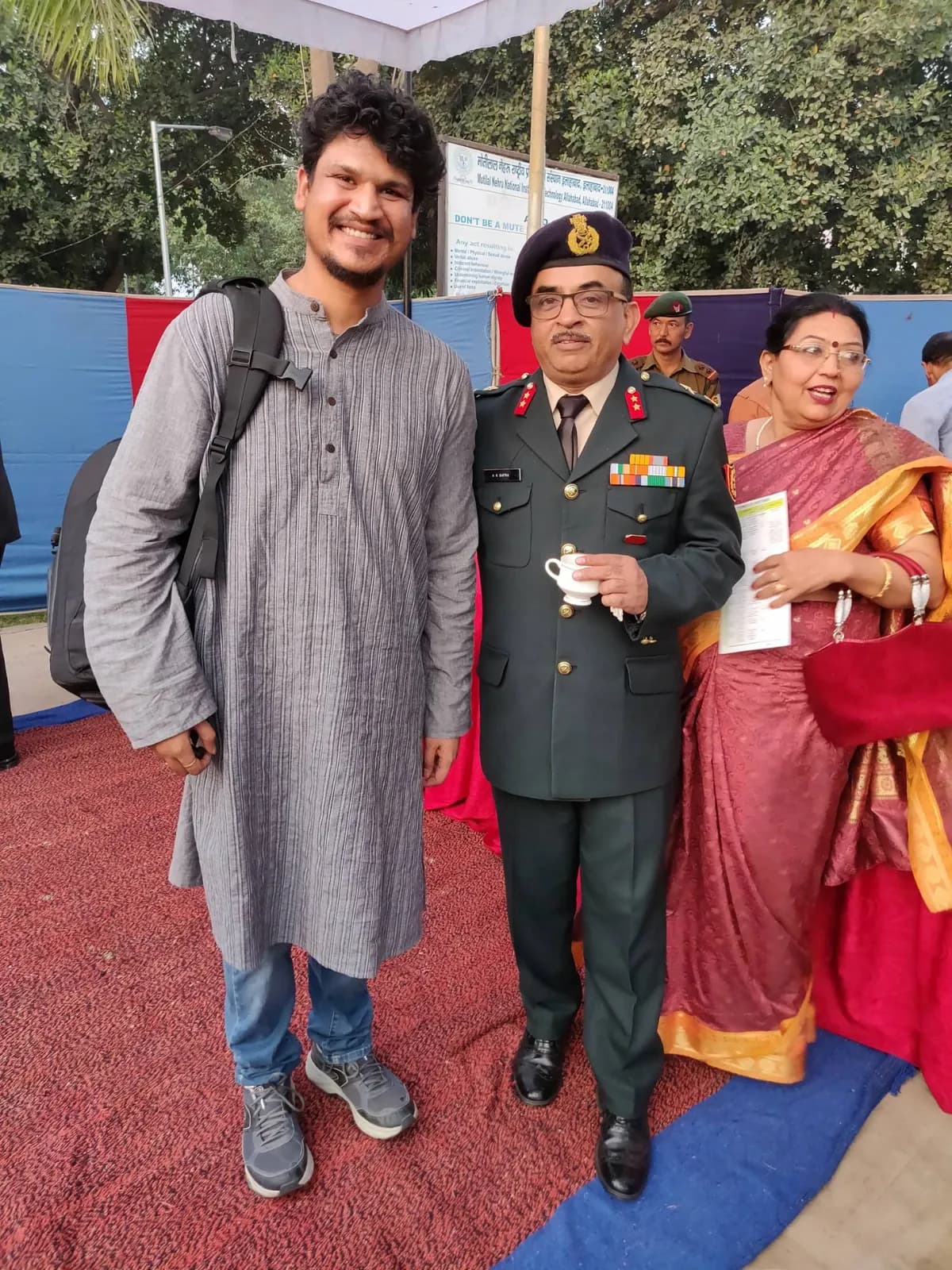 Maj. Gen. A. K. Sapra, VSM, ADG NCC UP, with the Brainwiz team at the camp