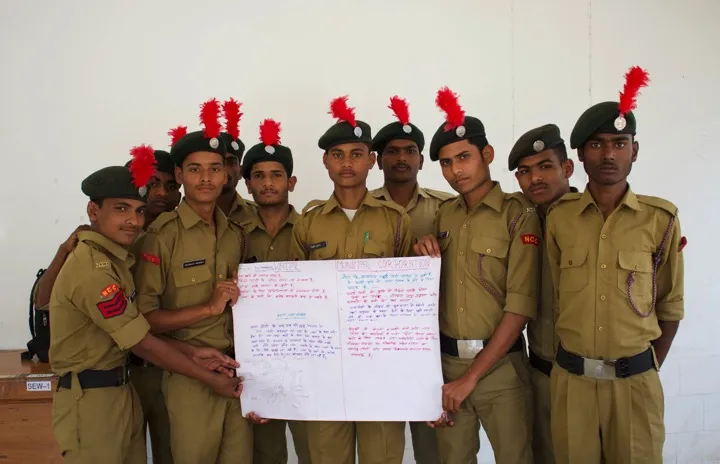 NCC cadets presenting their team's ideas