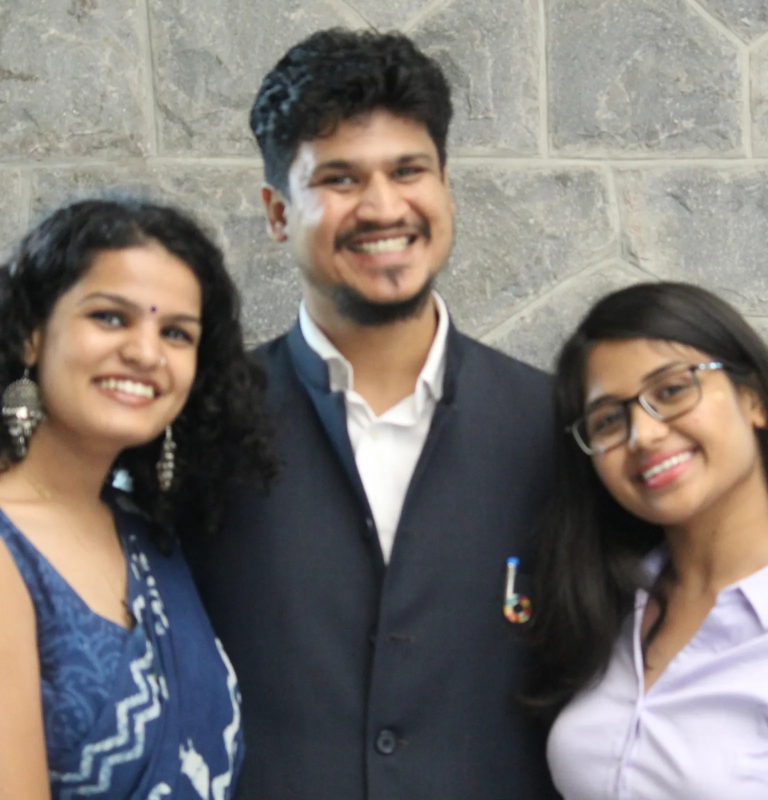 Tarush Jain with Prerna Vats and Nazneen Shekh of the Brainwiz team at UN House